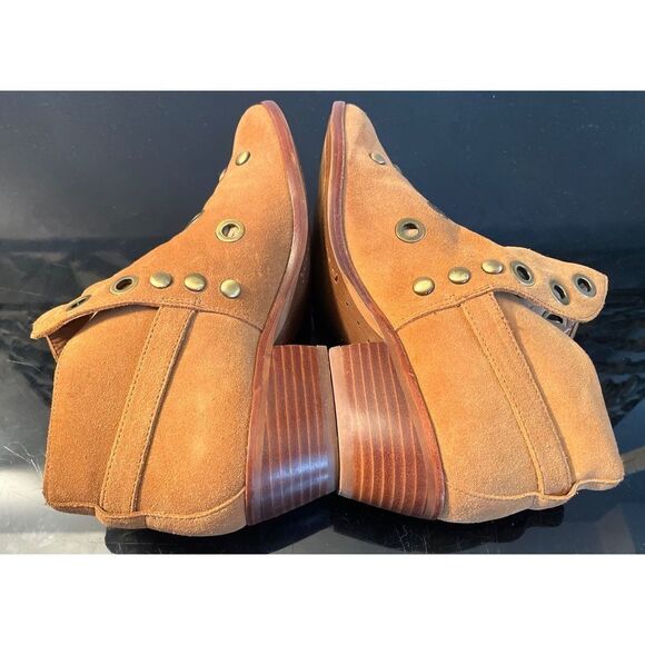 Sam Edelman Pedra Women's Grommet Detail Booties Suede Ankle Boots Brown SZ 7.5 - Picture 5 of 11